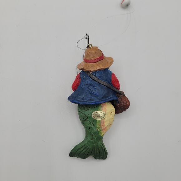 Fishing Santa Claus with Dandling Fish Fin Christmas Ornament - Picture 3 of 3